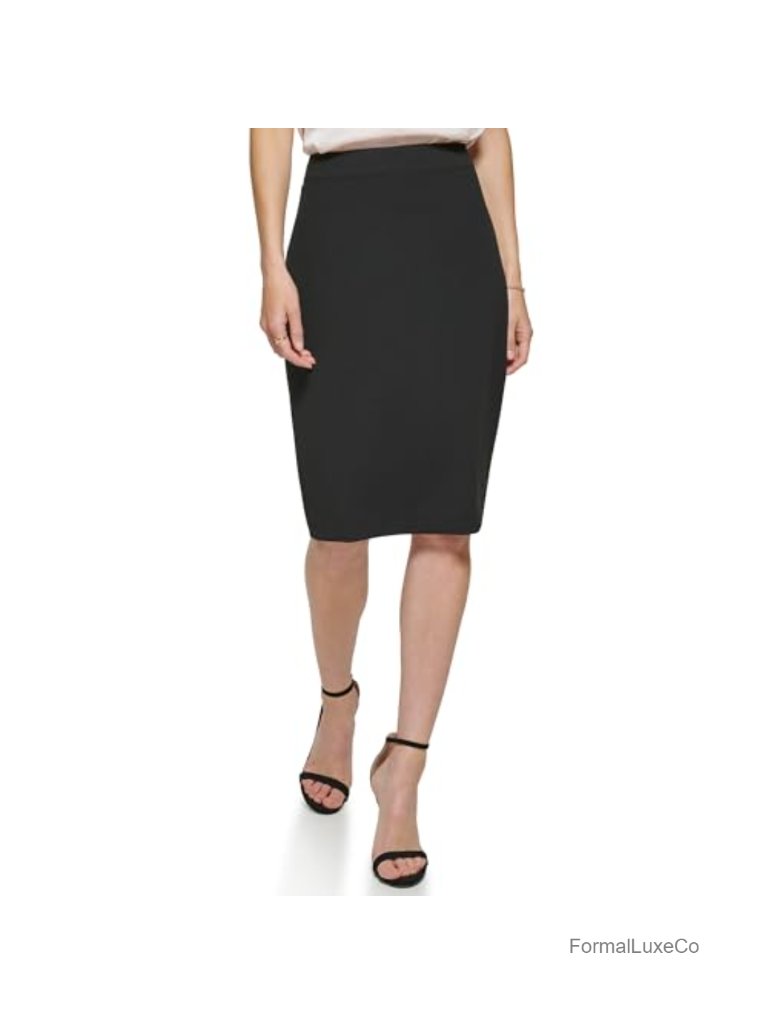 Knee-Length Pencil Skirt High Rise Business Casual Woven